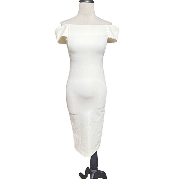 Zara Trafaluc Off TheShoulder Bodycon Tea Length Pencil Dress Small - Picture 1 of 5